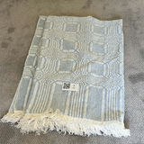 HANDWOVEN Blue and White Throw Blanket - thumbnail 1 of 8