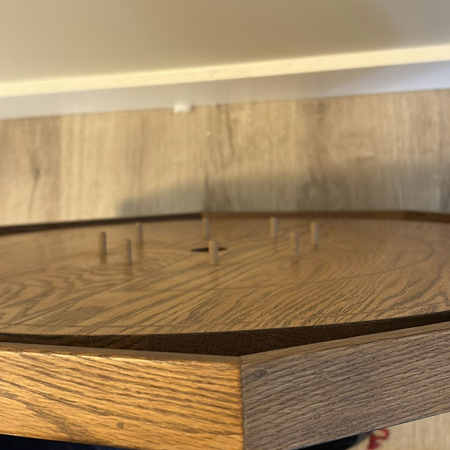 Handcrafted Wooden Crokinole Game Board with Discs and Storage Bag - image 6 of 8