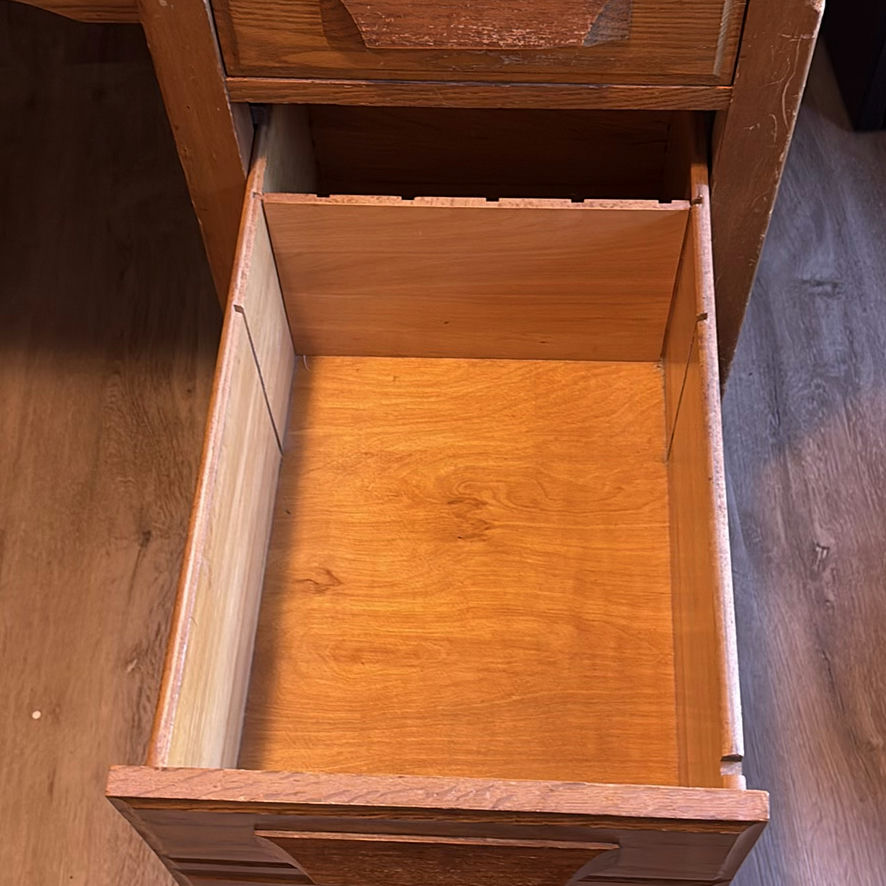 Antique Desk with Drawers and Pull-Out Side Shelves - image 6 of 16