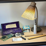 Vintage Measuring Tools, Magnifying Glass, Drafting Set, and Eagle Pencil Pointer - thumbnail 1 of 15