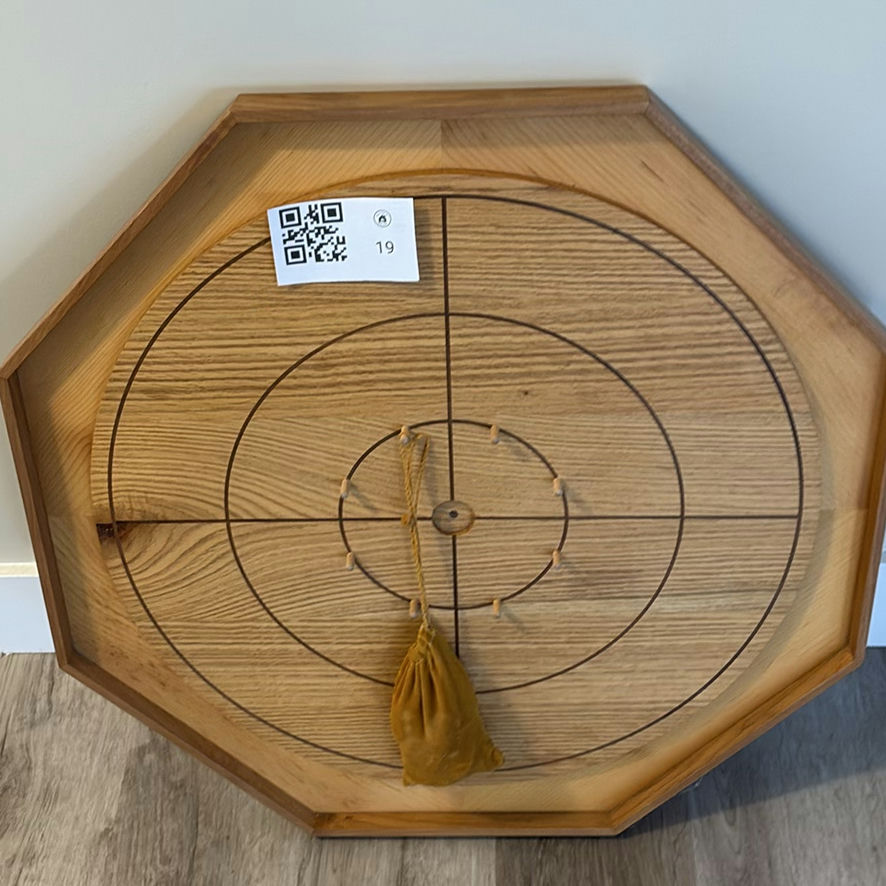 Handcrafted Wooden Crokinole Board Game Set - image 8 of 9