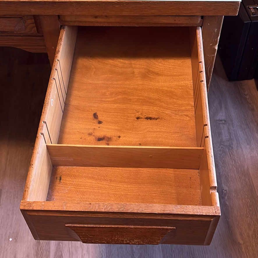 Antique Desk with Drawers and Pull-Out Side Shelves - image 5 of 16