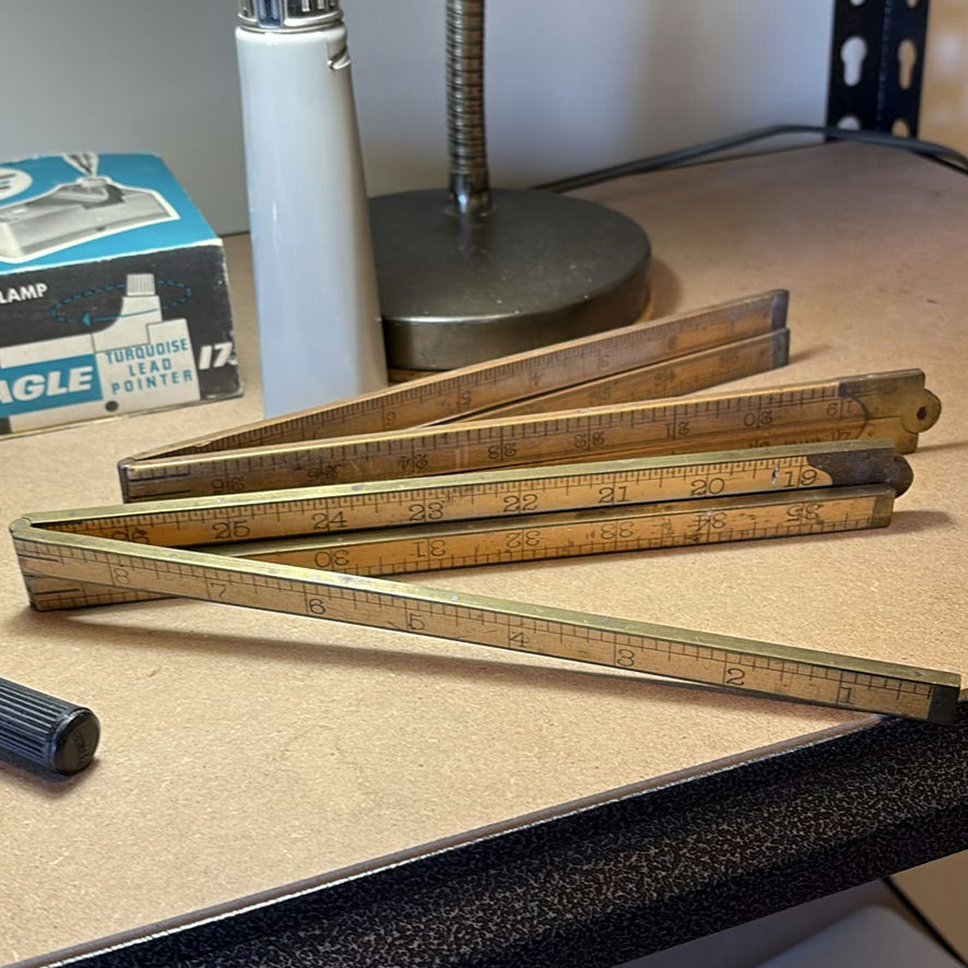 Vintage Measuring Tools, Magnifying Glass, Drafting Set, and Eagle Pencil Pointer - image 2 of 15