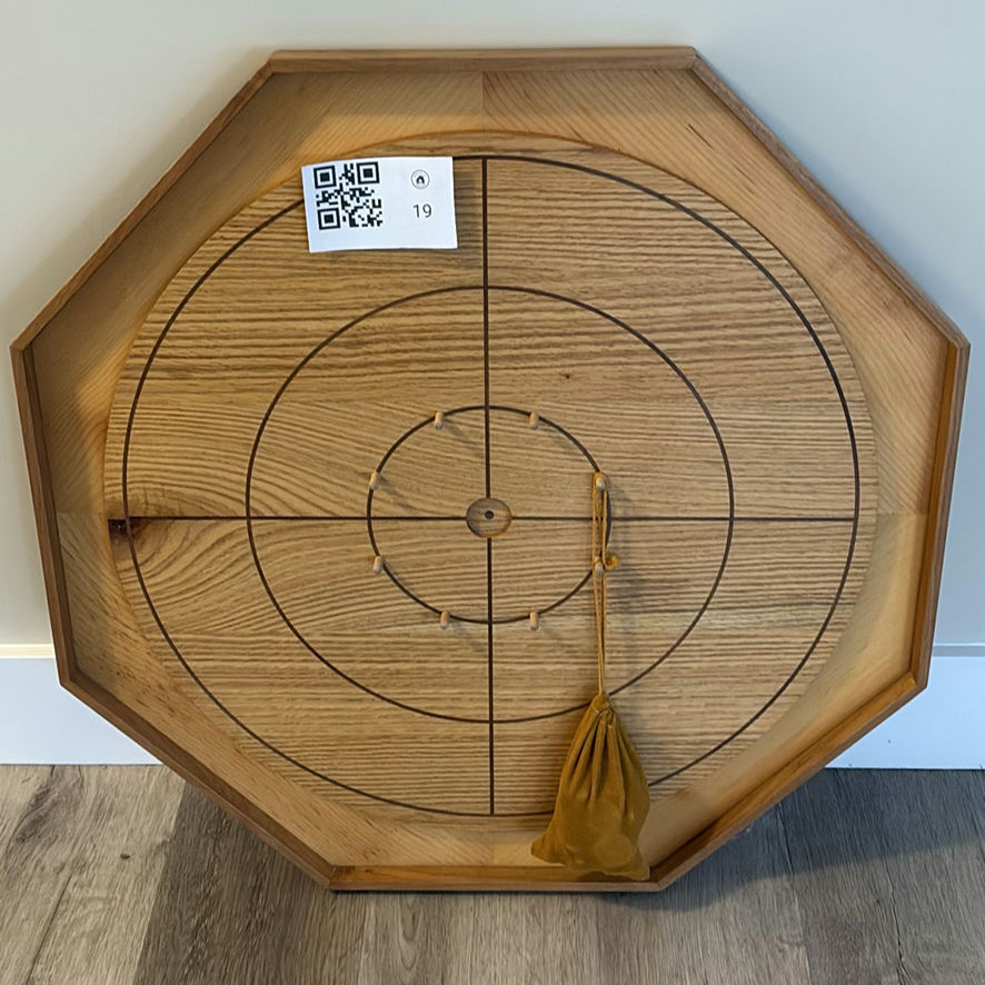 Handcrafted Wooden Crokinole Board Game Set - image 1 of 9