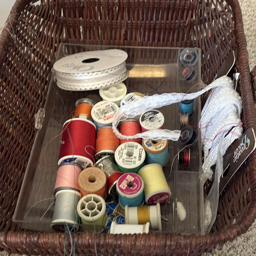 Sewing and Craft Supplies in Wicker Baskets - image 3 of 6