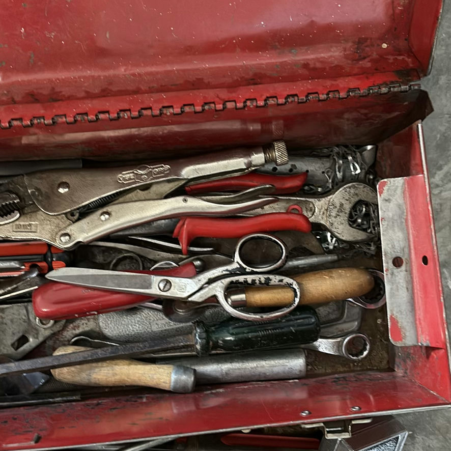Red Metal Toolbox with Assorted Hand Tools - image 3 of 6
