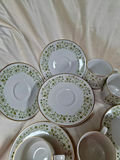 Vintage Westfield Royal Doulton Green floral china dinnerware set with gold trim, Made in England - thumbnail 7 of 9