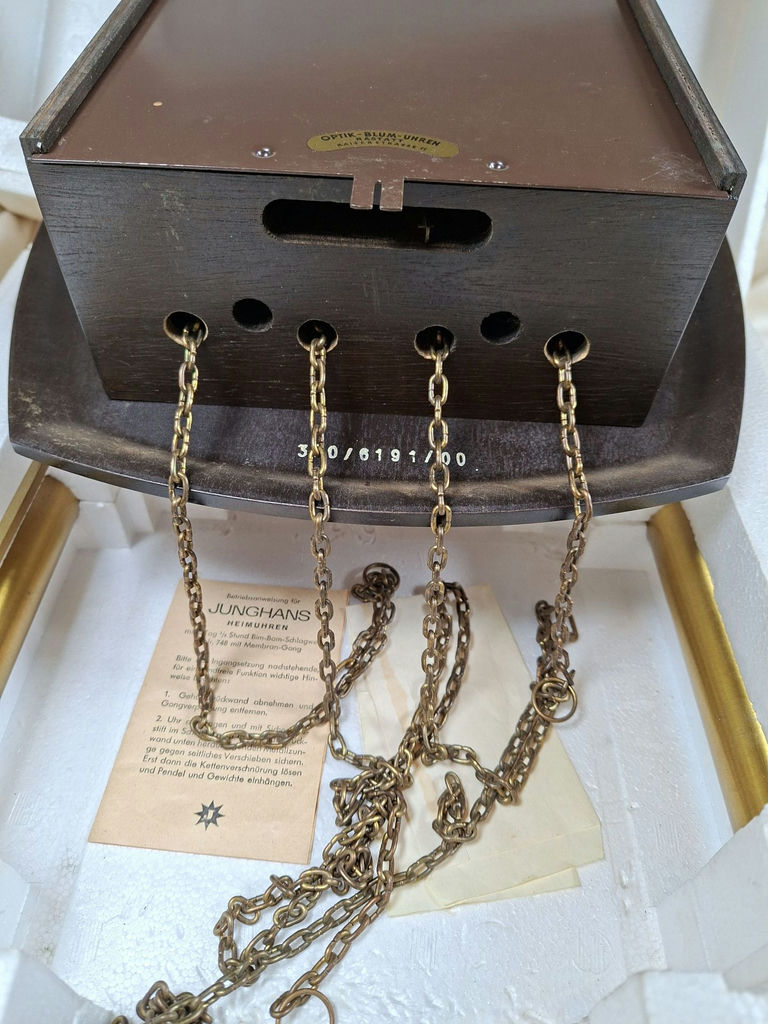 Junghans Wall Clock with Pendulum and Chains.  From GERMANY - image 5 of 5