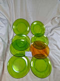 Vintage Duralex France Lime-green glass salad plates, 8 Pcs - thumbnail 2 of 6