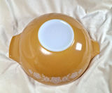 Yellow Pyrex mixing bowl with floral border, 13.5", USA Made - thumbnail 5 of 7