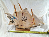 Hand Painted Pirate Sailing Ship, Made from REAL jawbone and bone, Made in Cuba - thumbnail 1 of 9
