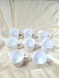 Set of Nine White Ceramic Mugs, Arcopal France - thumbnail 1 of 7