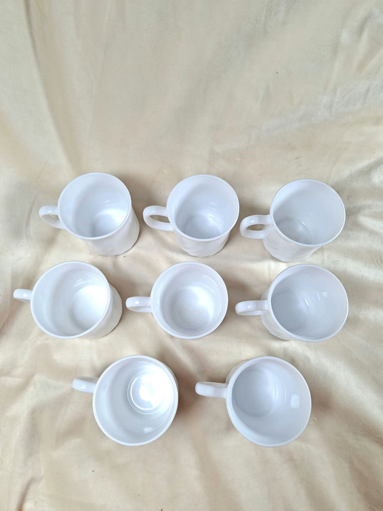 Set of Nine White Ceramic Mugs, Arcopal France  - image 5 of 7