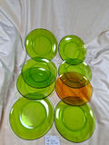 Vintage Duralex France Lime-green glass salad plates, 8 Pcs - thumbnail 1 of 6