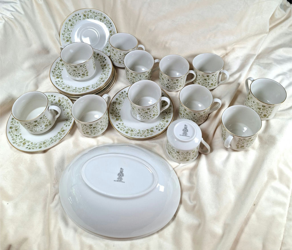 Vintage Westfield Royal Doulton Green floral china dinnerware set with gold trim, Made in England - image 9 of 9
