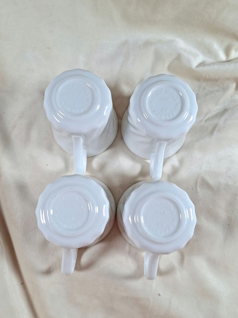 Set of 4 Corning White Swirl USA Coffee Mugs - image 4 of 5