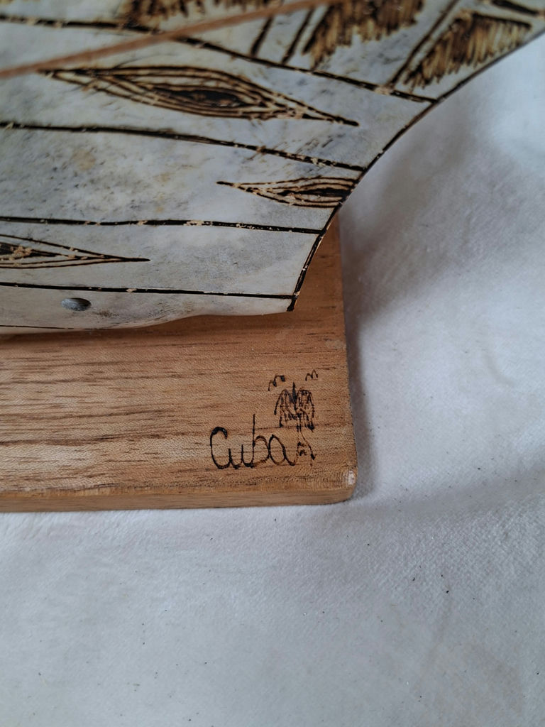Hand Painted Pirate Sailing Ship, Made from REAL jawbone and bone, Made in Cuba - image 7 of 9