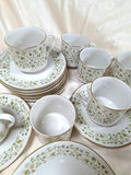 Vintage Westfield Royal Doulton Green floral china dinnerware set with gold trim, Made in England - thumbnail 3 of 9
