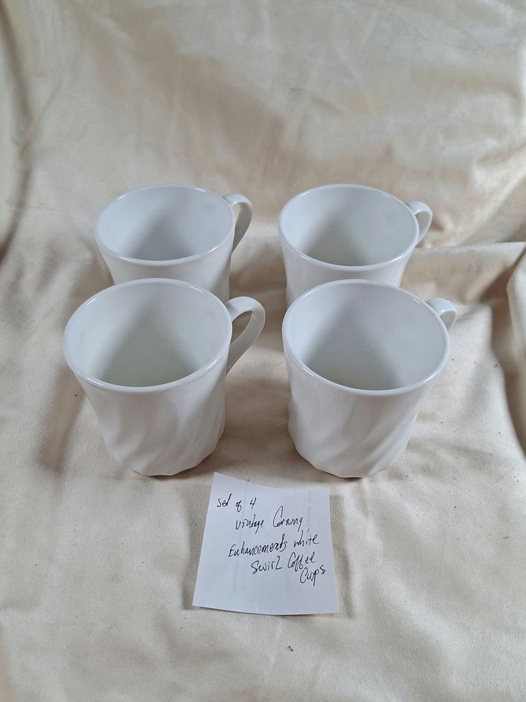 Set of 4 Corning White Swirl USA Coffee Mugs - image 1 of 5
