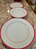 William Sonoma white ceramic plates with red rims - thumbnail 1 of 3
