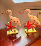 Pair of Decorative Shorebird Figurines with Starfish Accents - thumbnail 1 of 3