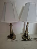 Four pairs of silver metal table lamps with white shades - thumbnail 3 of 5