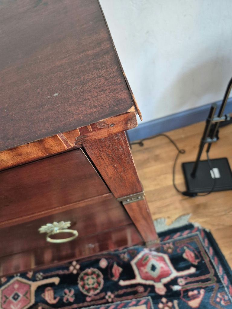 Three-drawer wooden dresser with brass ring pulls - image 5 of 5