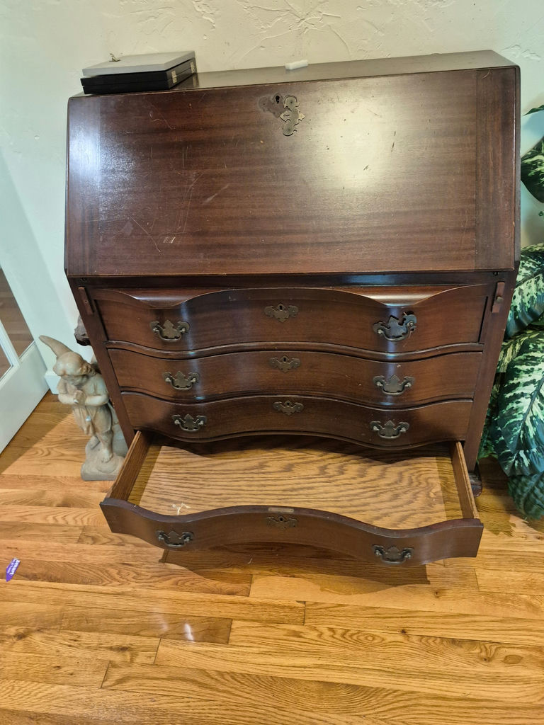Antique serpentine-front secretary chest - image 4 of 7