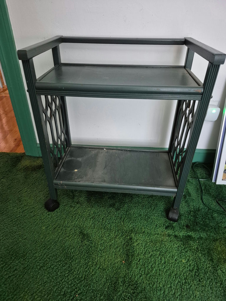 Green rolling two-shelf cart - image 1 of 3