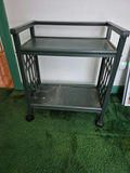 Green rolling two-shelf cart - thumbnail 1 of 3