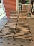 Pair of wooden slatted lounge chairs - thumbnail 1 of 2