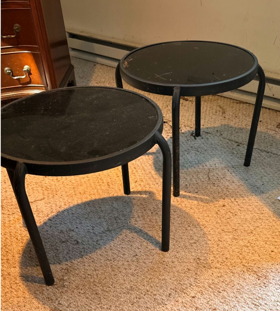 Two Round Black Side Tables - image 3 of 3