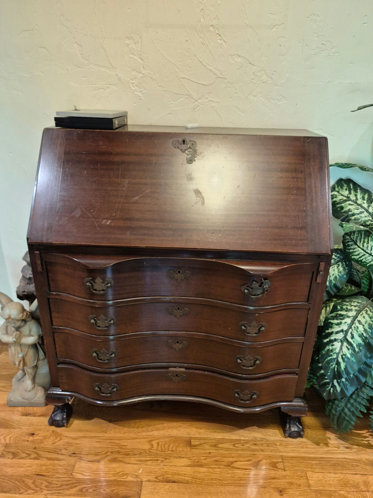 Antique serpentine-front secretary chest - image 1 of 7