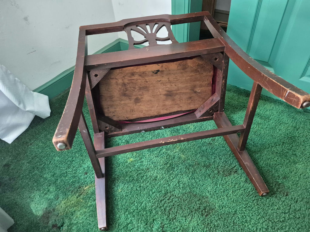 Vintage wooden chair with burgundy velvet seat - image 3 of 3