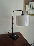 Arc-style black metal desk lamp with fabric shade - thumbnail 3 of 3