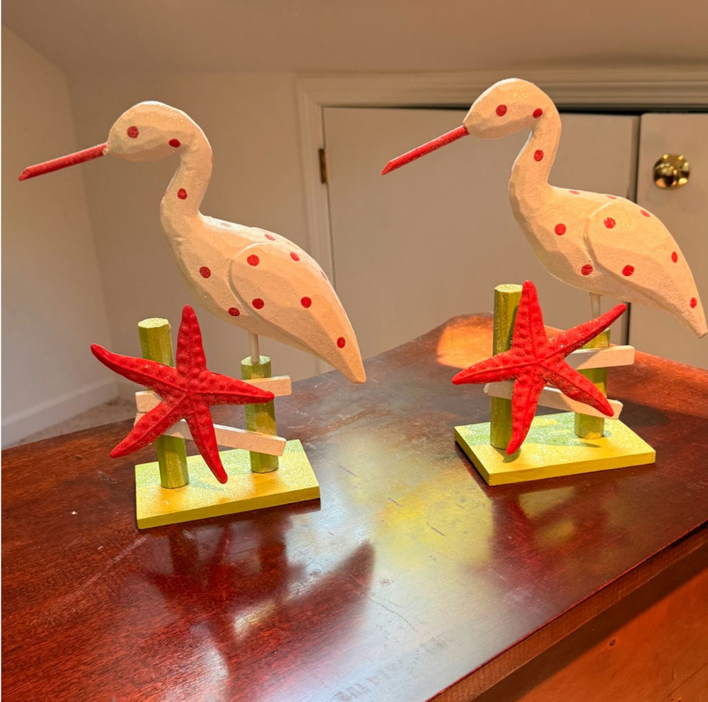 Pair of Decorative Shorebird Figurines with Starfish Accents - image 2 of 3
