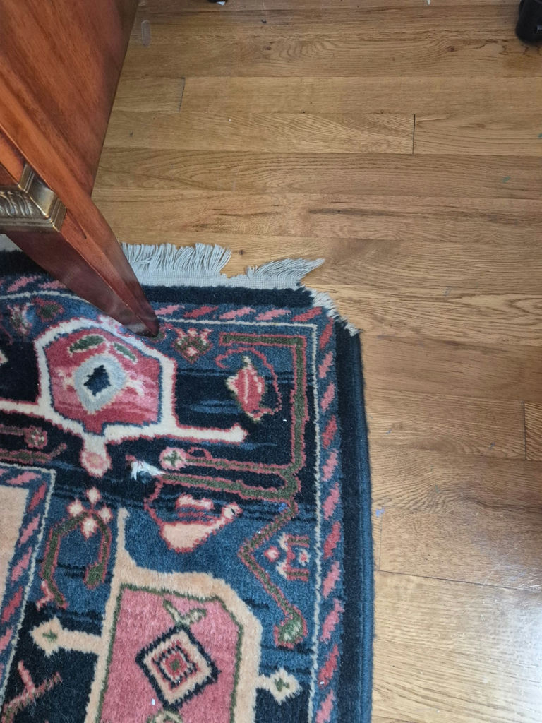 Rectangular multicolored patchwork area rug with fringe - image 3 of 3