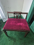 Vintage wooden chair with burgundy velvet seat - thumbnail 1 of 3