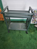 Green rolling two-shelf cart - thumbnail 3 of 3