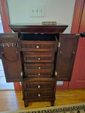Dark wood jewelry armoire with multiple drawers - thumbnail 5 of 6