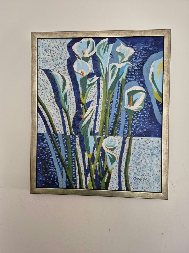 Three framed floral art prints - image 1 of 8