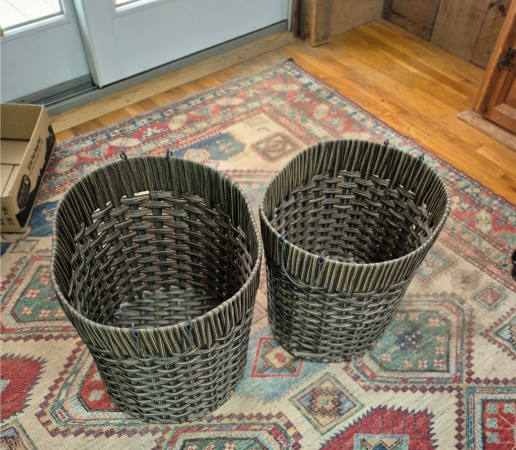 Two woven wicker storage baskets - image 1 of 3