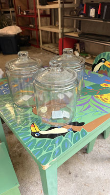 Three Glass Storage Jars with Lids - Image 1 of 3