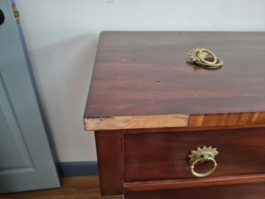 Three-drawer wooden dresser with brass ring pulls - image 2 of 5