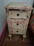 Two distressed white three-drawer nightstands - thumbnail 6 of 6
