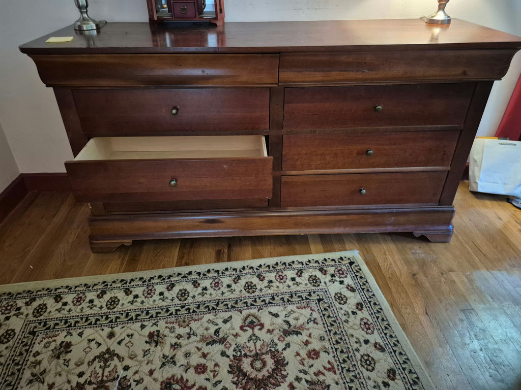 Eight-drawer dark wood dresser - image 2 of 2