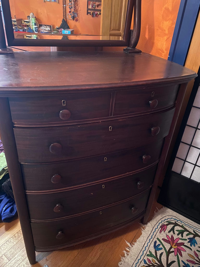 Mahogany High Boy Dresser w Mirror - image 4 of 7