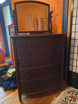 Mahogany High Boy Dresser w Mirror - Image 1 of 7