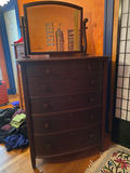 Mahogany High Boy Dresser w Mirror  - thumbnail 1 of 7