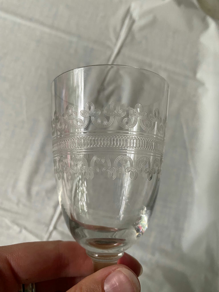 Set of Vintage Cut Needle Etched Cordial Glasses  - image 2 of 2